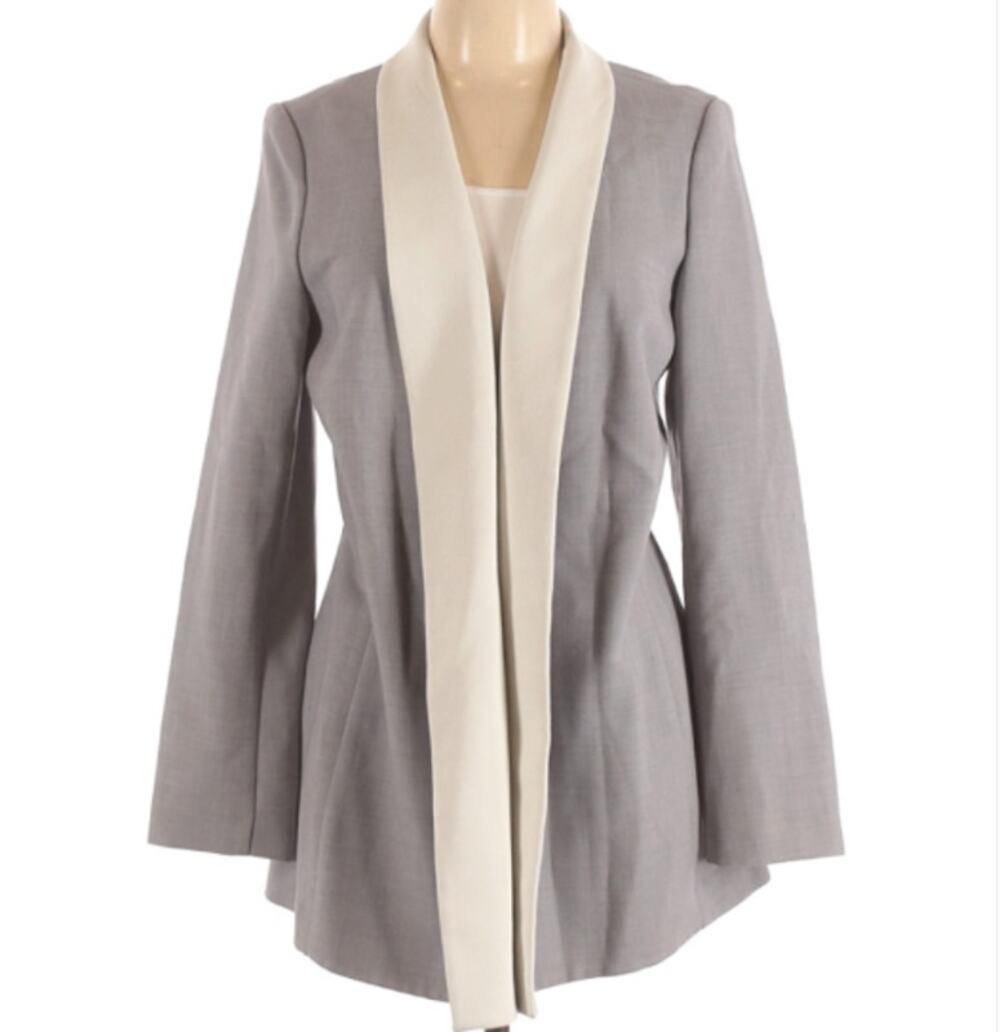 CALVIN KLEIN Sweater Long Shawl Collar Size L Front Open Lightweight Cardigan